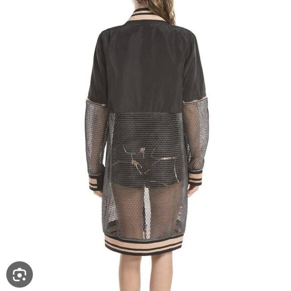 Women's Small Black And Rose Gold Sporty Sheer Varsity Jacket By Lime - Picture 3 of 9